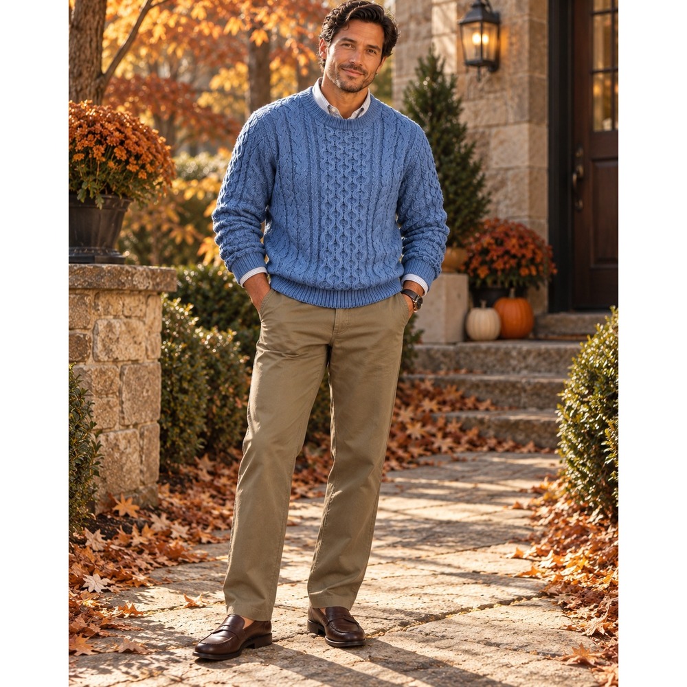 Bonner of Ireland Aran Cable Knit Pure New Wool Sweater Blue M Fisherman Knit